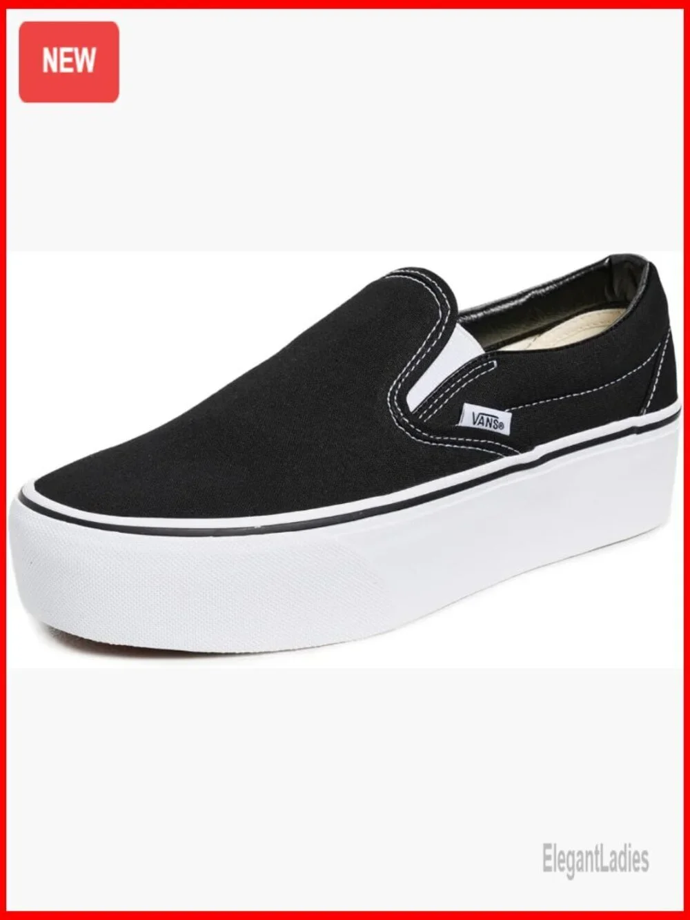 Platform Sneakers with 1.5 Inch Height, Rubber Sole, Slip-On Style